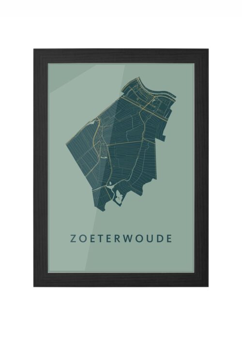 zoeterwoude stadskaart poster ingelijst in zwarte lijst
