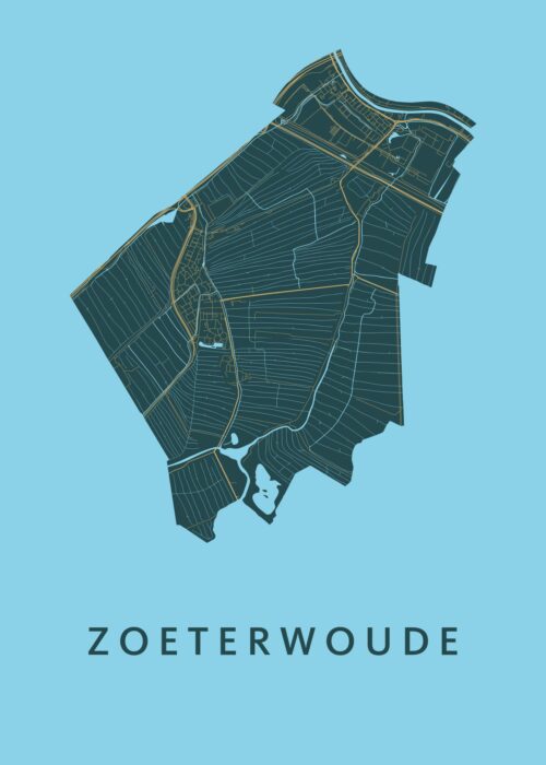 Zoeterwoude Stadskaart - Azure poster