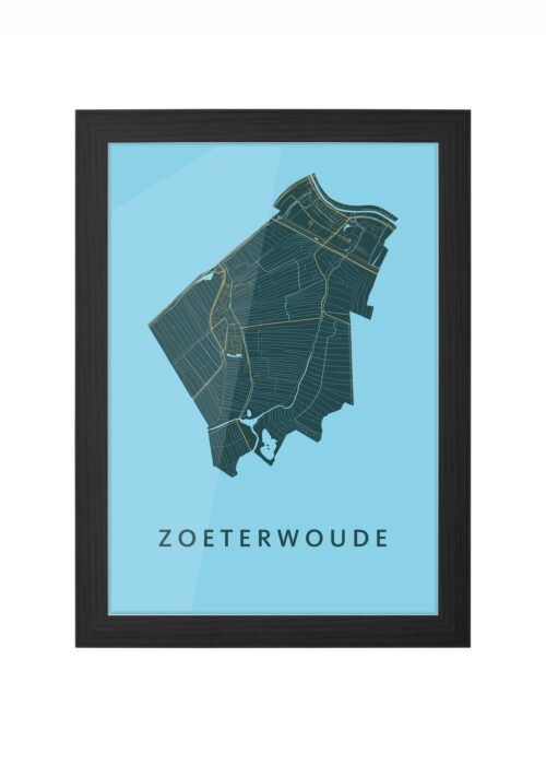 zoeterwoude stadskaart poster ingelijst in zwarte lijst
