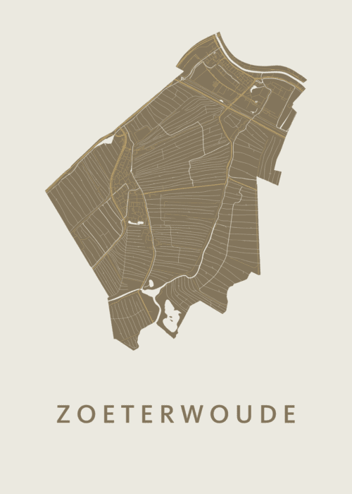 Zoeterwoude Stadskaart - Gold poster