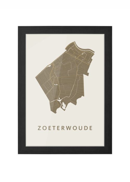 zoeterwoude stadskaart poster ingelijst in zwarte lijst