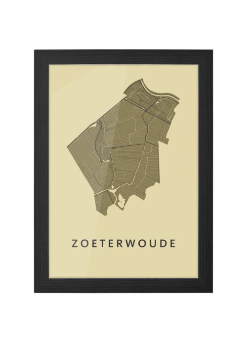 zoeterwoude stadskaart poster ingelijst in zwarte lijst