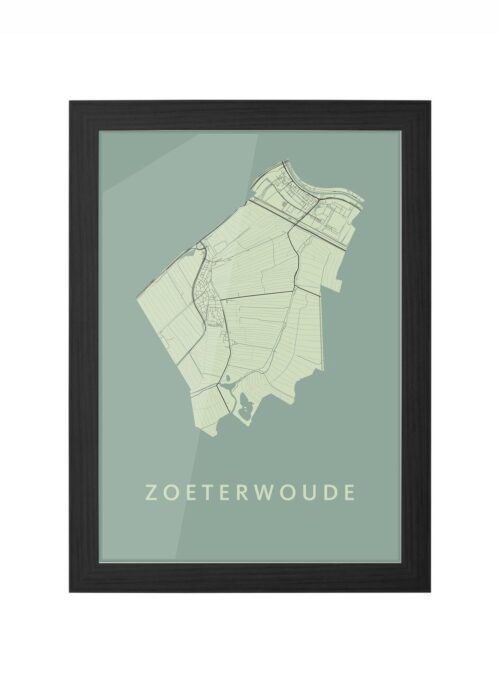 zoeterwoude stadskaart poster ingelijst in zwarte lijst