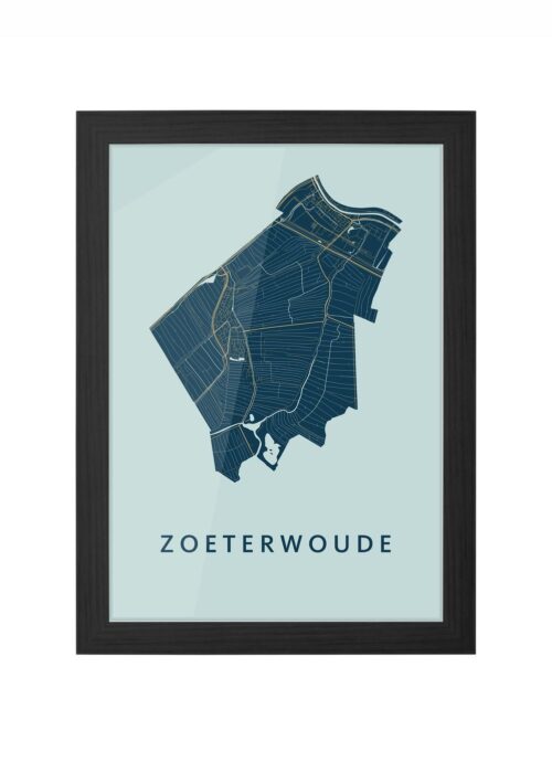 zoeterwoude stadskaart poster ingelijst in zwarte lijst