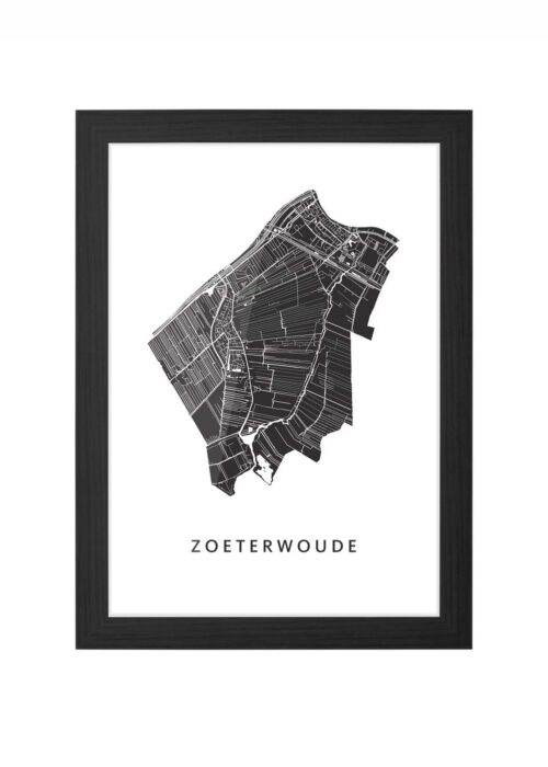 zoeterwoude stadskaart poster ingelijst in zwarte lijst