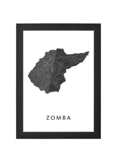 zomba kaart poster ingelijst in zwarte lijst