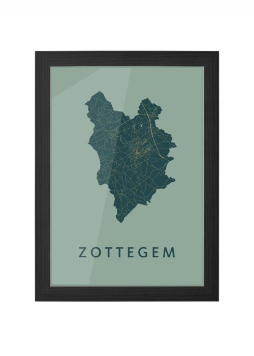 zottegem stadskaart poster ingelijst in zwarte lijst