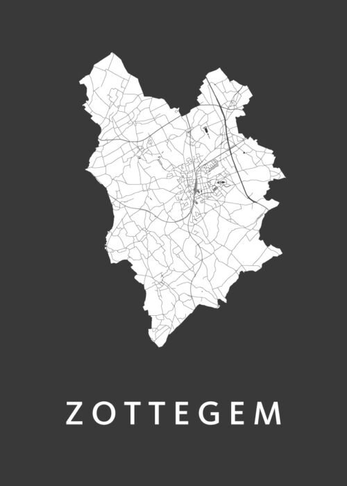 Zottegem Stadskaart poster Black