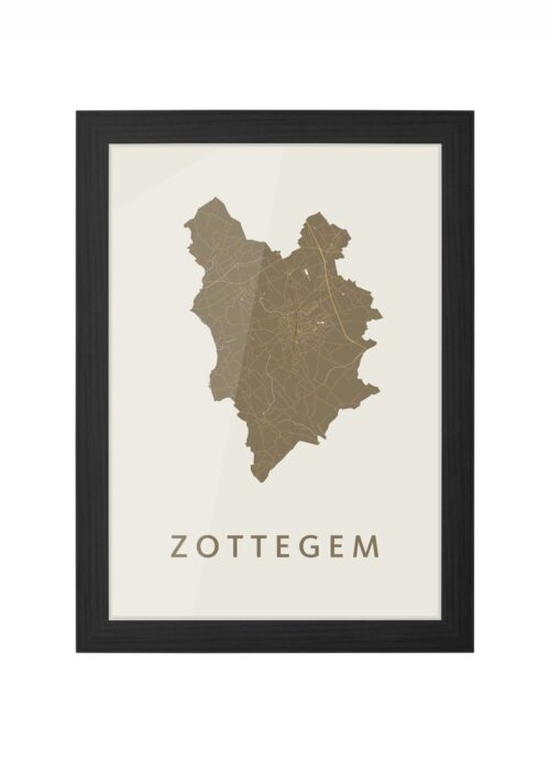 zottegem stadskaart poster ingelijst in zwarte lijst