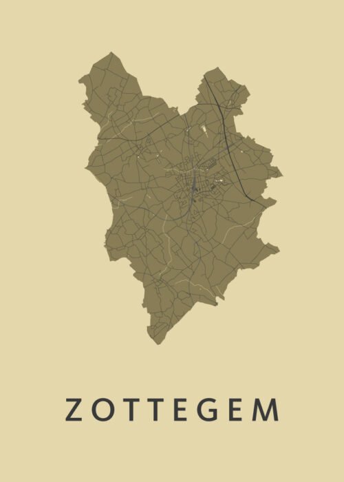 Zottegem Stadskaart poster GoldenRod