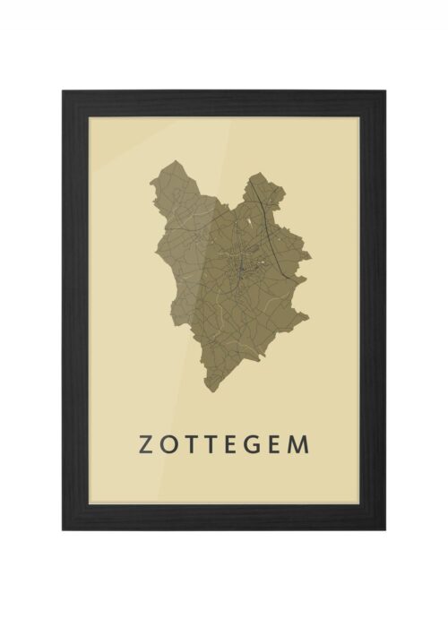 zottegem stadskaart poster ingelijst in zwarte lijst