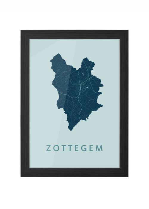 zottegem stadskaart poster ingelijst in zwarte lijst