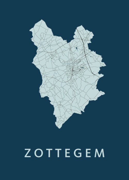 Zottegem Stadskaart poster Navy