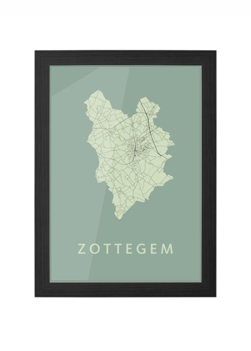 zottegem stadskaart poster ingelijst in zwarte lijst