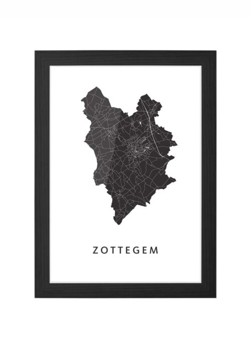 zottegem stadskaart poster ingelijst in zwarte lijst