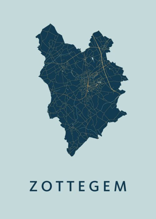 Zottegem Stadskaart poster Prussian