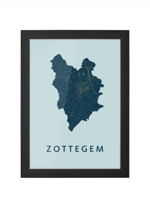 zottegem stadskaart poster ingelijst in zwarte lijst