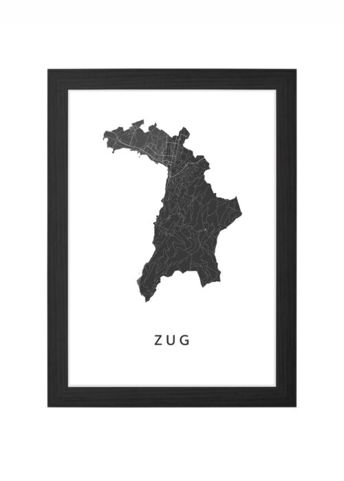 zug kaart poster ingelijst in zwarte lijst