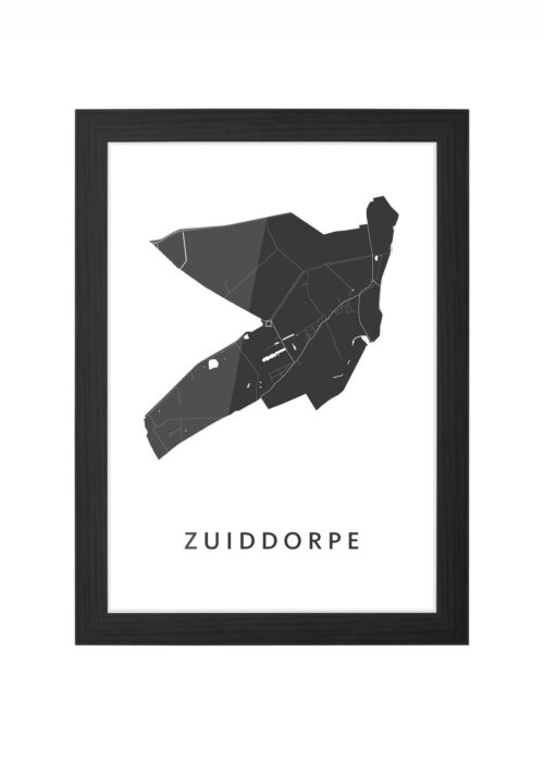 zuiddorpe kaart poster ingelijst in zwarte lijst