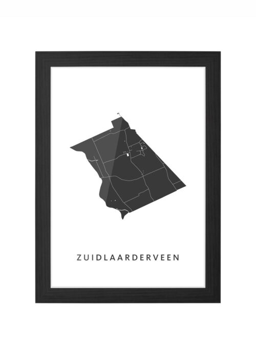 zuidlaarderveen kaart poster ingelijst in zwarte lijst