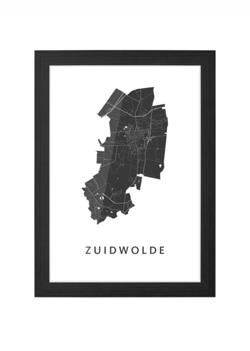 zuidwolde stadskaart poster ingelijst in zwarte lijst