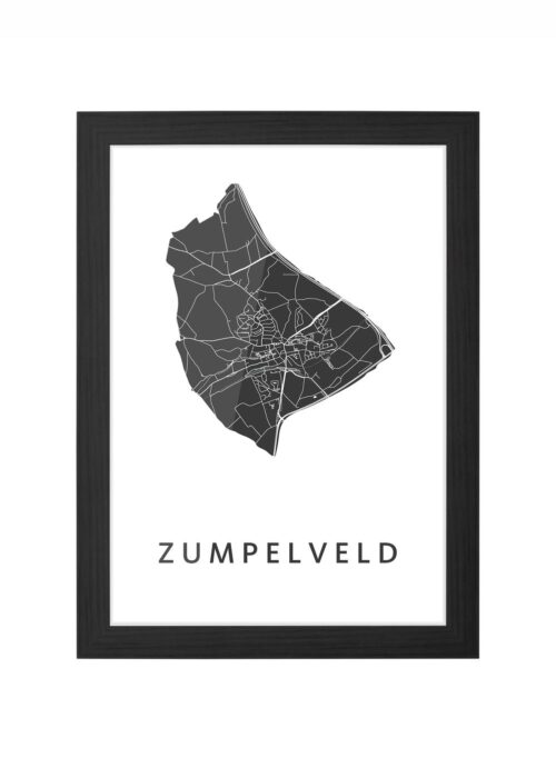 zumpelveld carnaval stadskaart ingelijst in zwarte lijst