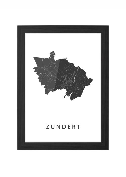 zundert kaart poster ingelijst in zwarte lijst