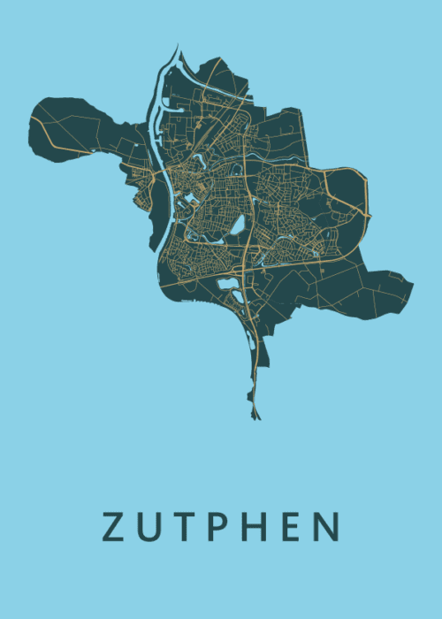 Zutphen Azure Stadskaart Poster Kopen