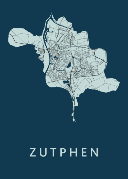 Zutphen Navy Stadskaart Poster Kopen