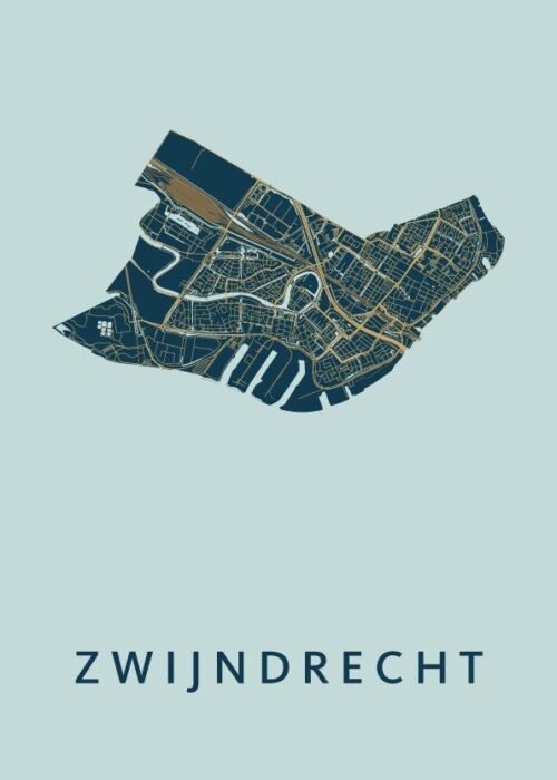 Zwijndrecht Prussian Stadskaart Poster Kopen