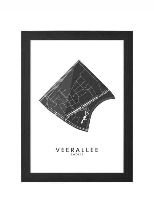 veerallee wijkkaart zwolle ingelijst in zwarte lijst