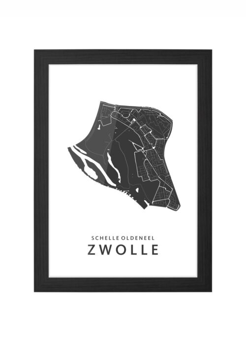schelle zuid en oldeneel wijkkaart zwolle ingelijst in zwarte lijst
