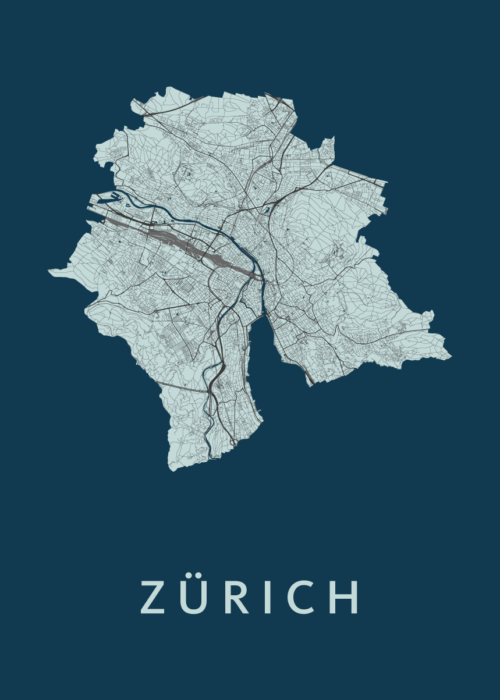 Zürich Stadskaart poster Navy
