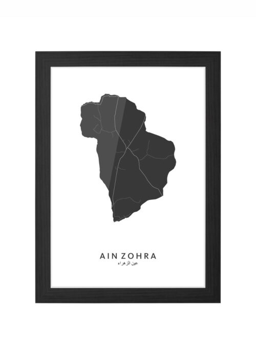 ain zohra kaart poster ingelijst in zwarte lijst