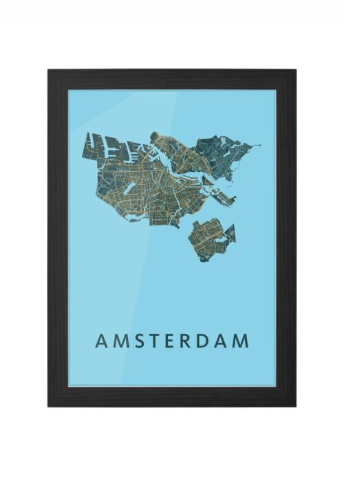 amsterdam stadskaart poster kopen ingelijst in zwarte lijst
