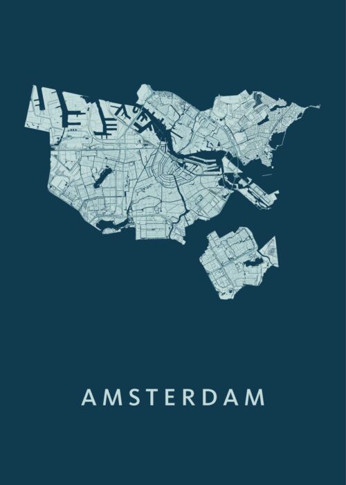 Amsterdam stadskaart poster Feldgrau