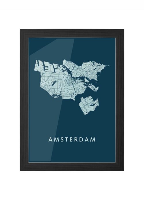 amsterdam stadskaart poster kopen ingelijst in zwarte lijst