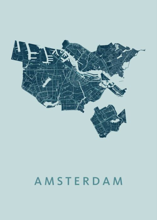 Amsterdam stadskaart poster Mint