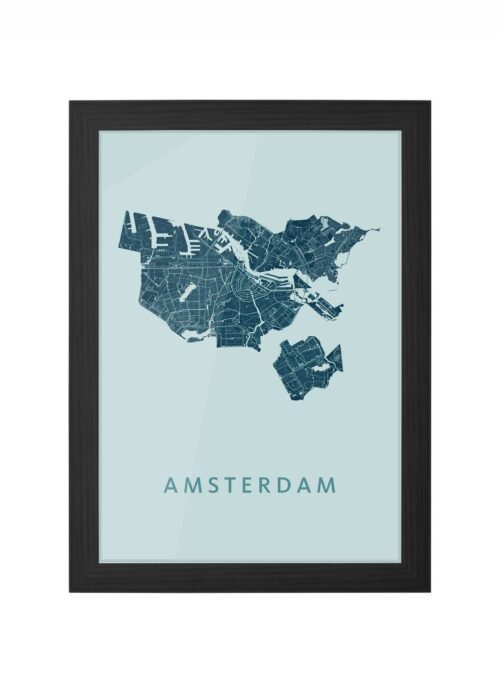 amsterdam stadskaart poster kopen ingelijst in zwarte lijst