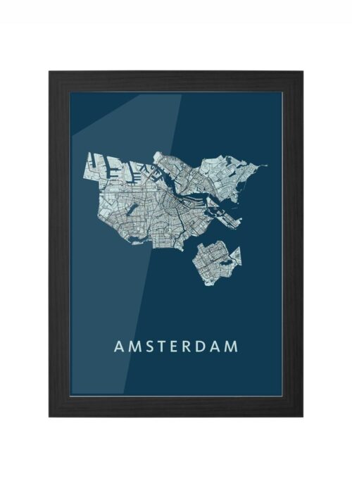 amsterdam stadskaart poster kopen ingelijst in zwarte lijst