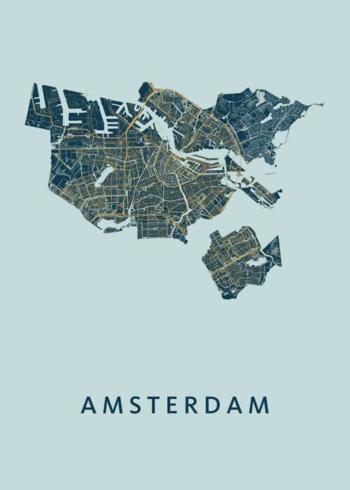 Amsterdam stadskaart poster Prussian