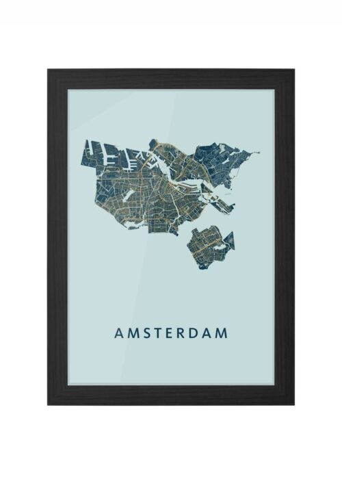 amsterdam stadskaart poster kopen ingelijst in zwarte lijst