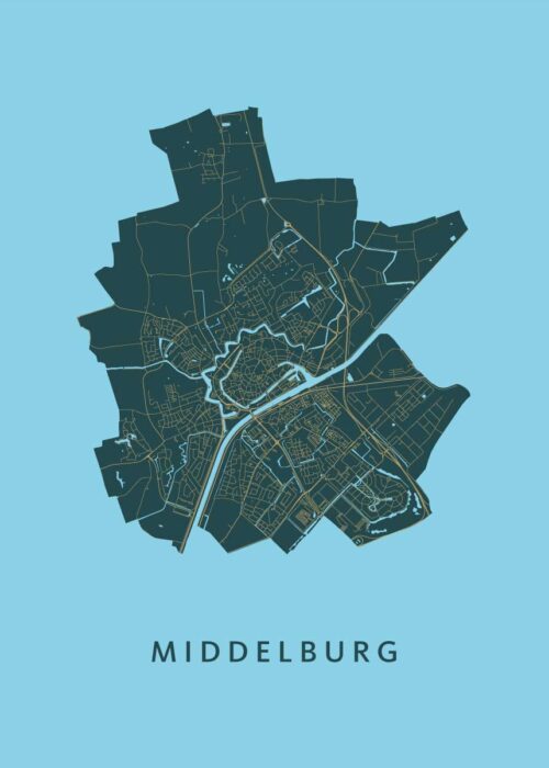 Middelburg Azure Stadskaart Poster Kopen