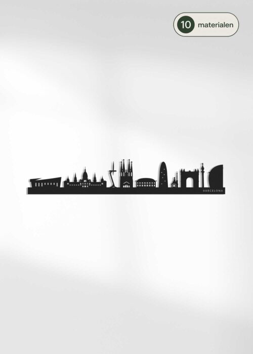 Houten skyline van Barcelona - verkrijgbaar in 10 materialen