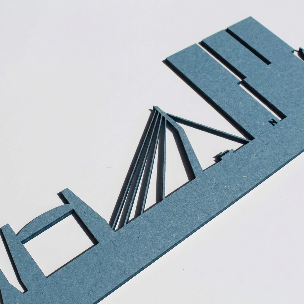 Blauw MDF - Gelaserde skyline Blauw MDF - Gelaserde skyline