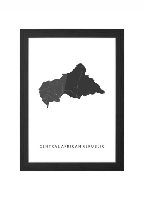 central african republic landkaart poster ingelijst in zwarte lijst