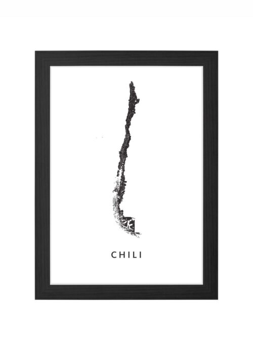 chili landkaart poster ingelijst in zwarte lijst