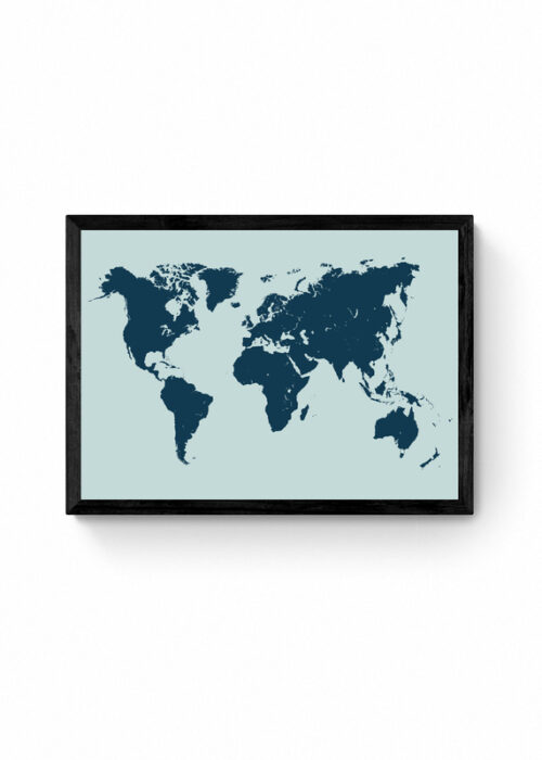 Wereldkaart Poster - Blauw