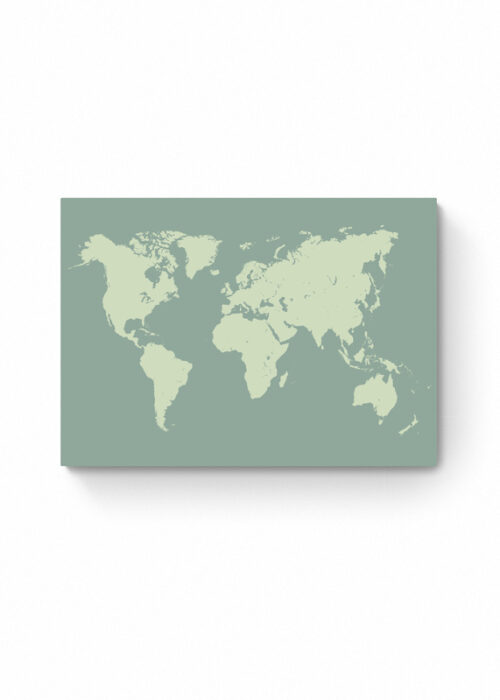 Wereldkaart Poster - Olijfgroen