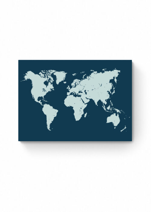 Wereldkaart Poster - Donker blauw